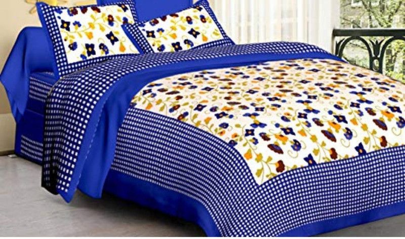 Dyad Fashion 144 TC Cotton Double Floral Flat Bedsheet  (Pack of 1, Multicolor)