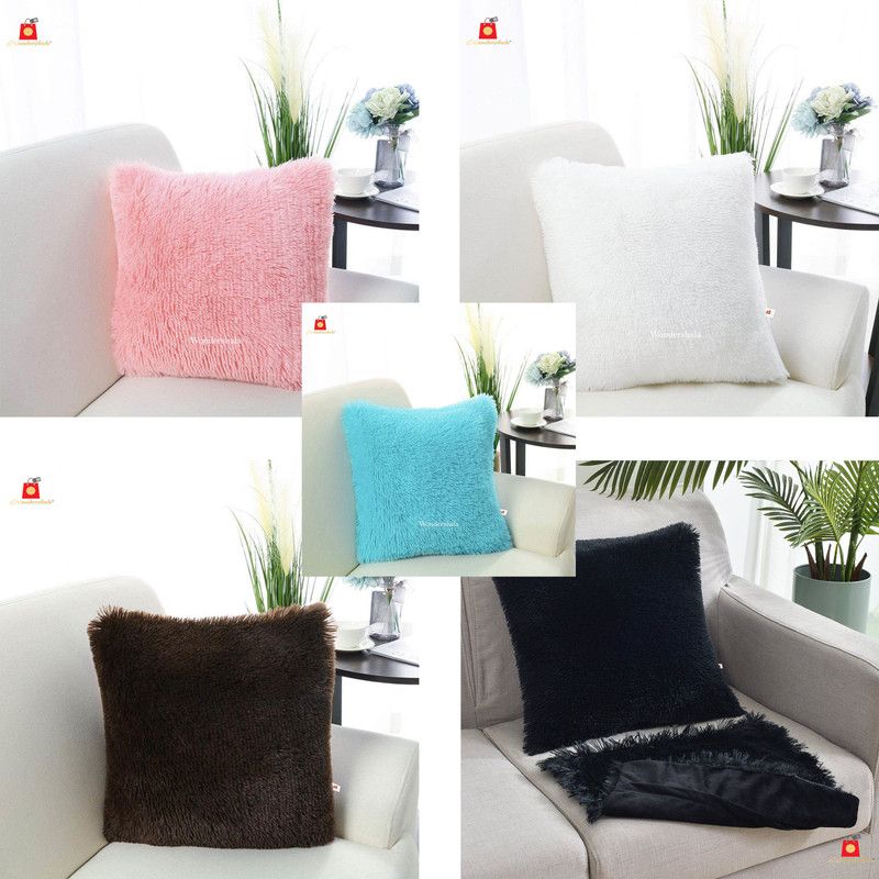 Wondershala Microfibre Solid Cushion Pack of 5  (White, Black, Brown, Sky blue, Pink)