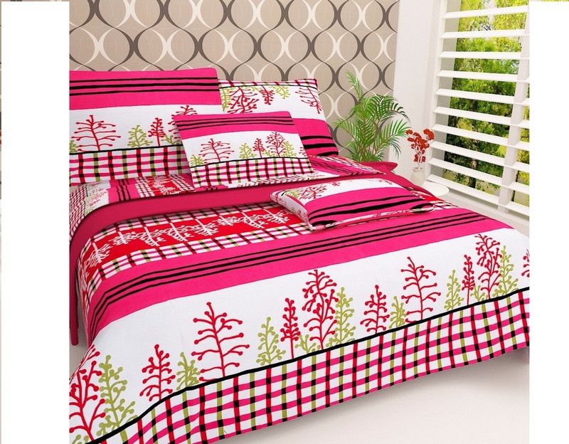 dreamplanet 110 TC Polycotton Double Printed Flat Bedsheet  (Pack of 1, Multicolor)