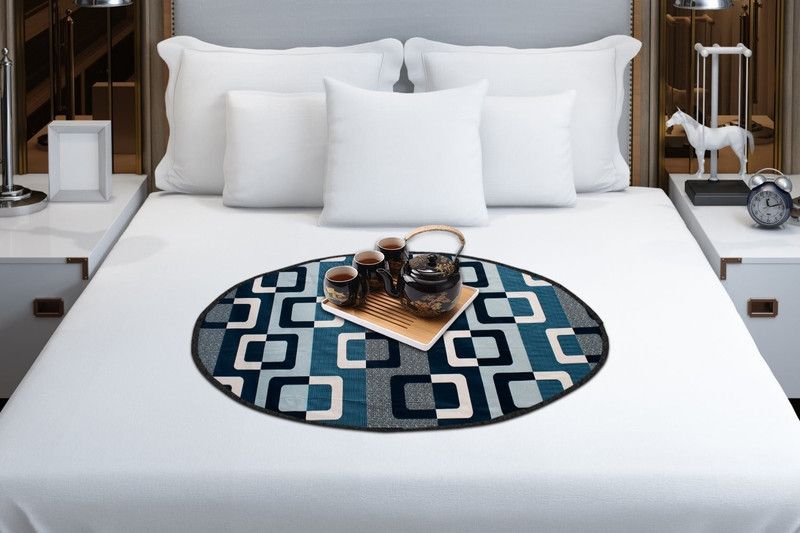 The Furnishing Tree PVC (Polyvinyl Chloride) Chatai Mat  (Blue, Beige, Large)