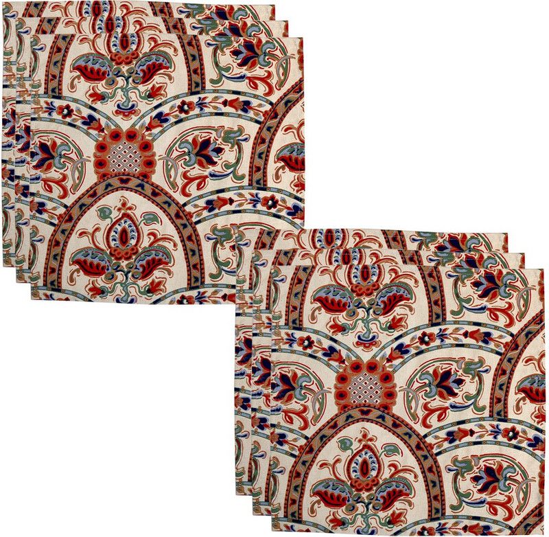 Table Napkin Cotton(18 * 18 INCHES), Perfect for Gifting and upgrading Your Home décor Beige, Orange Napkins  (6 Sheets)