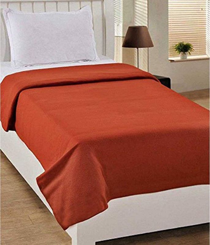 n g products Solid Single Fleece Blanket for Mild Winter  (Polyester, Orange)