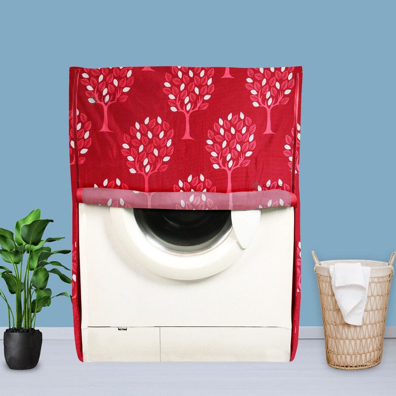 GILAAF Front Loading Washing Machine Cover  (Width: 58 cm, Height: 89 cm) With Zip Closure & Special Provision For Pipes (Color-Tree Maroon)