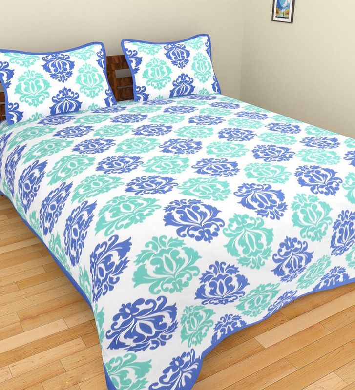 Bombay Spreads 120 TC Cotton Double Printed Flat Bedsheet  (Pack of 1, Beige)