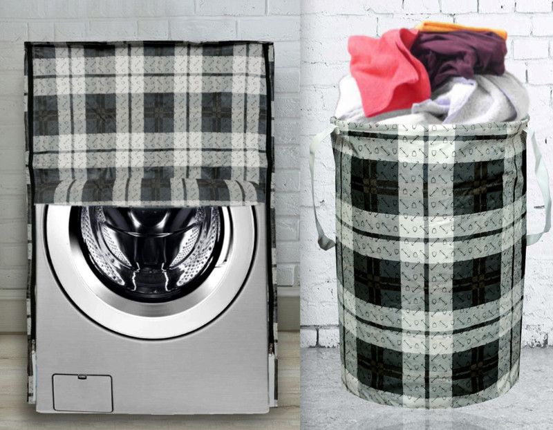 Comfort House Front Loading Washing Machine Cover  (Width: 58 cm, black, white)