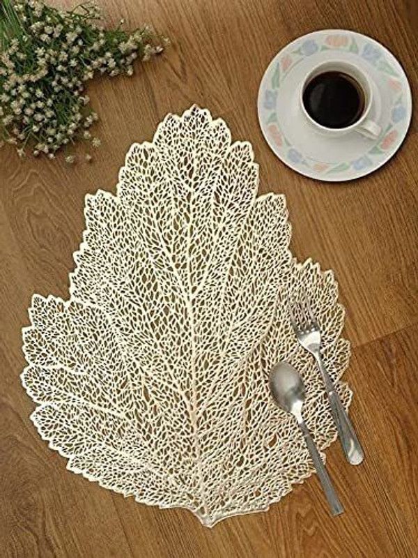 Dakshya Industries Oval Pack of 6 Table Placemat  (Gold, PVC)