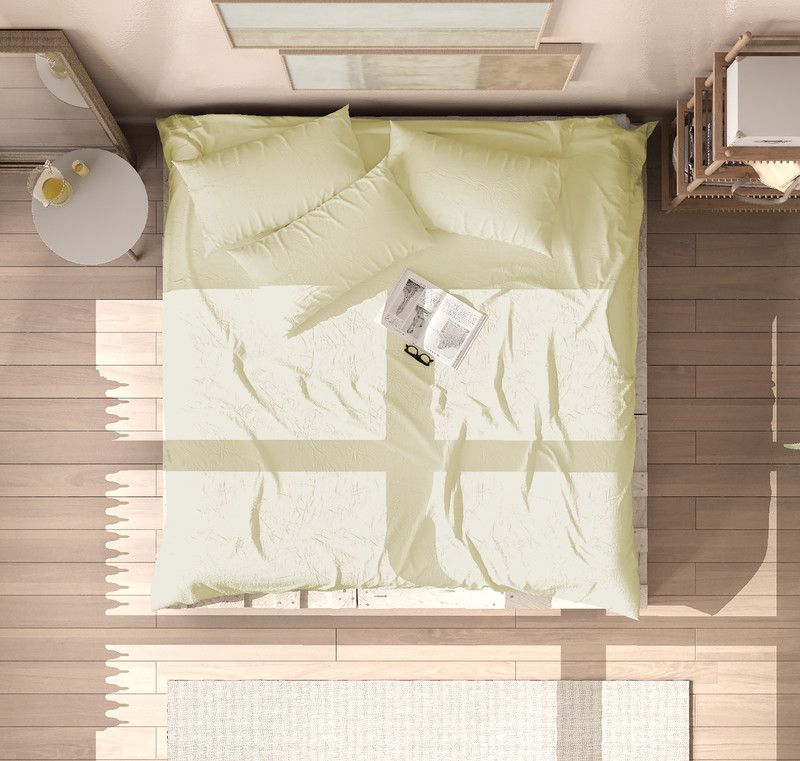 MeckHome Culture 600 TC Cotton King Solid Flat Bedsheet  (Pack of 1, Ivory)