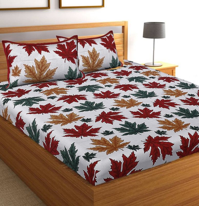 Navkar Creation 141 TC Cotton Queen 3D Printed Flat Bedsheet  (Pack of 1, Multicolor)