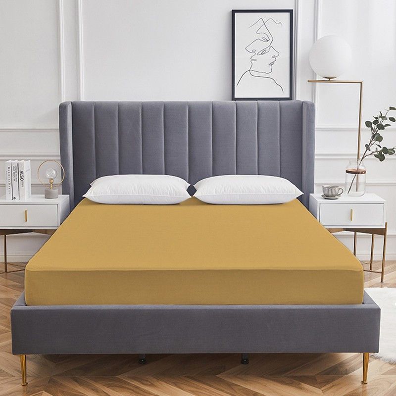 Reem Fitted King Size Waterproof Mattress Cover  (Beige)