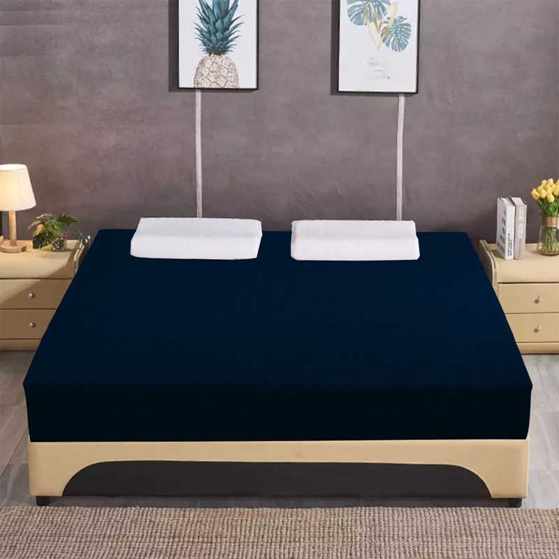 Dream Care Fitted Single Size Waterproof Mattress Cover  (Blue)