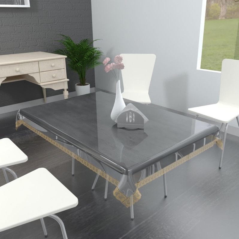 TANLOOMS Solid 16 Seater Table Cover  (Transparent, PVC)