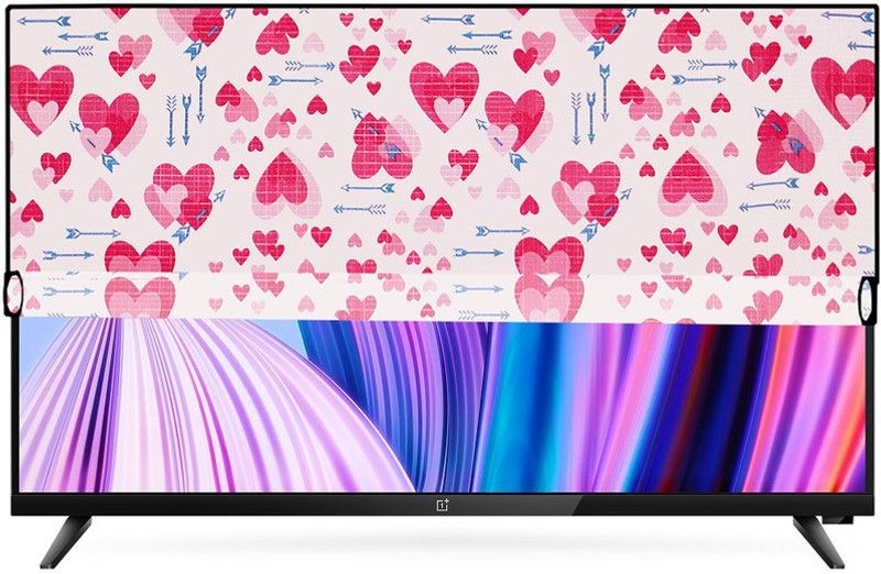 KVAR LED TV Cover  (Width: 124 cm, Pink, White)