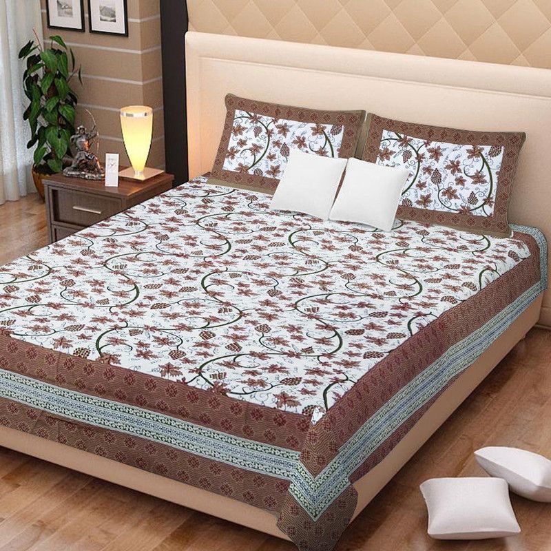 LAPNOR 200 TC Cotton King Jaipuri Prints Flat Bedsheet  (Pack of 1, Multicolor)