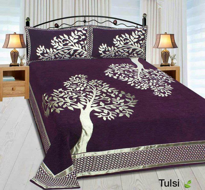 FURNICA DE HOME 150 TC Velvet King Floral Flat Bedsheet  (Pack of 1, Multicolor)