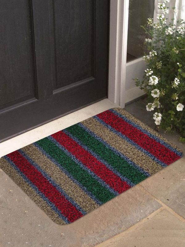 athom TRENDZ PP (Polypropylene) Door Mat  (Multicolor, Large, Pack of 3)