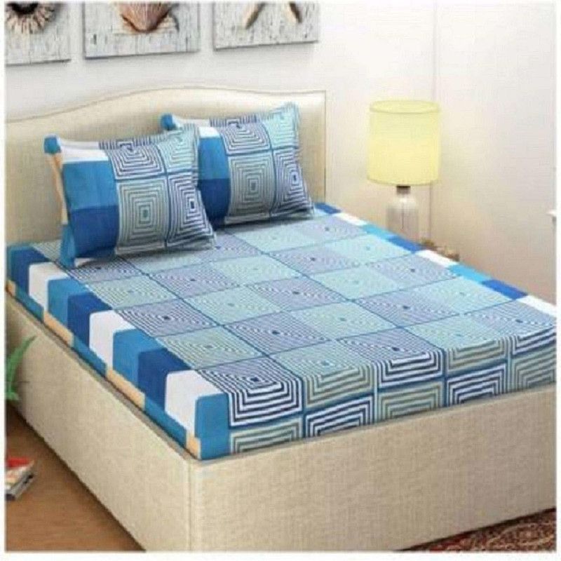 HANDTEX HOME 144 TC Microfiber King Checkered Flat Bedsheet  (Pack of 1, Multicolor)