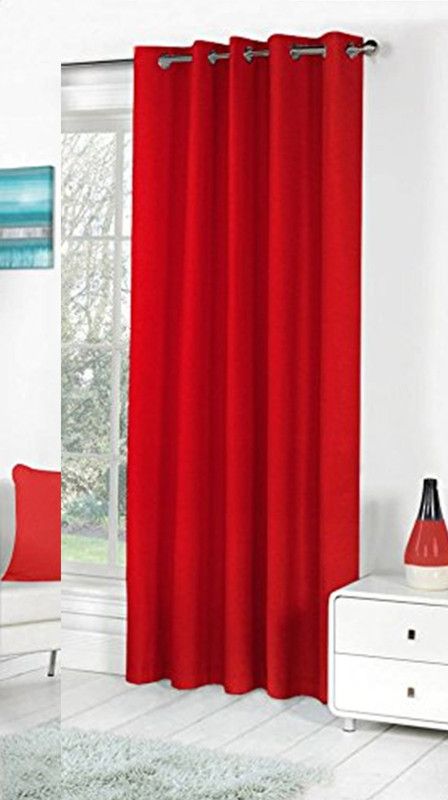 Home Utsav 153 cm (5 ft) Polyester Window Curtain Single Curtain  (Plain, Red)