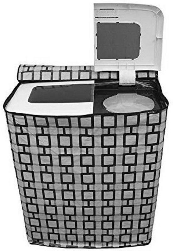 KingMatters Top Loading Washing Machine Cover  (Width: 91 cm, Grey, Black)