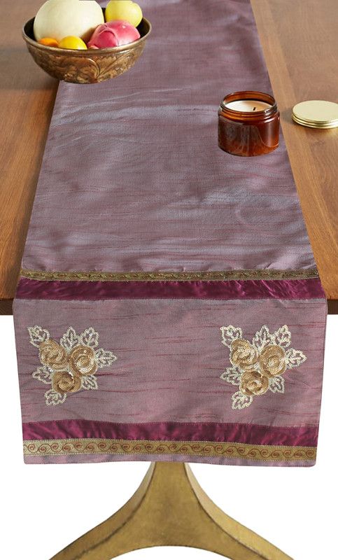 Dekor World Purple 240 cm Table Runner  (Polyester)