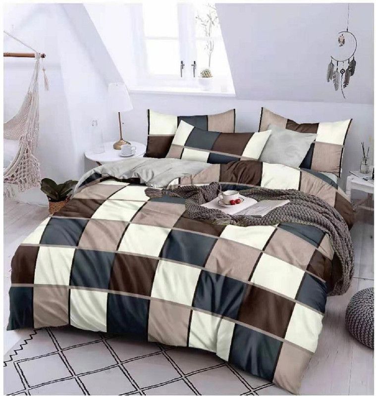 SBTCH 210 TC Cotton King Checkered Flat Bedsheet  (Pack of 1, Multicolor)