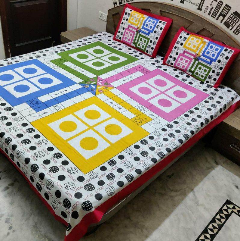 Chawla 190 TC Cotton Double 3D Printed Flat Bedsheet  (Pack of 1, 1)