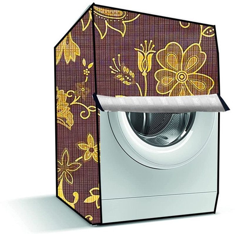 Delideal Front Loading Washing Machine Cover  (Width: 65 cm, Dark Brown, Gold)