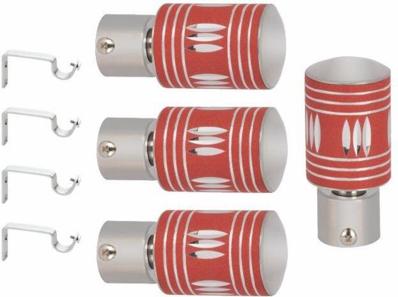 Floway Silver, Orange Rod Rail Bracket, Curtain Knobs Metal  (Pack of 4)