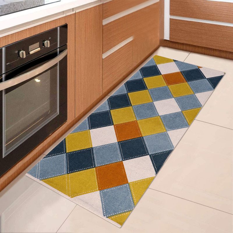 Cotton Trendy Cotton Floor Mat  (Orange, Large)
