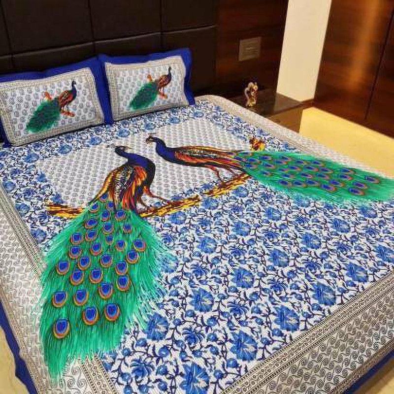 zonpik 144 TC Cotton Double Jaipuri Prints Flat Bedsheet  (Pack of 1, Multicolor)