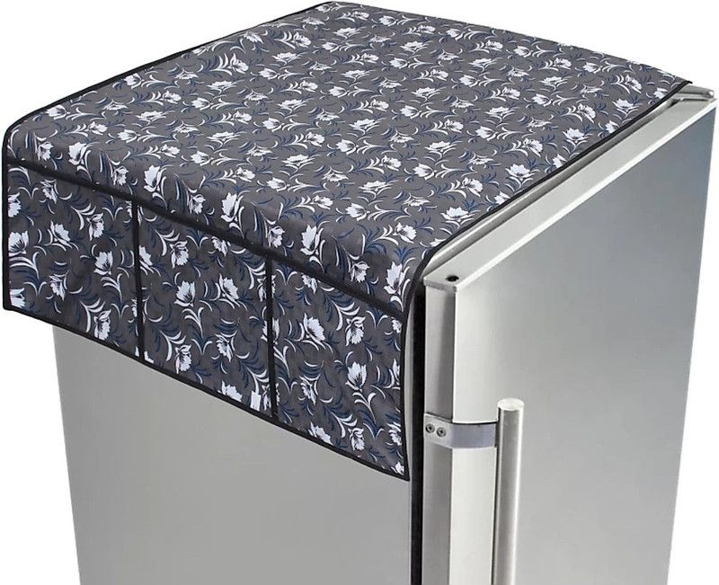 KingMatters Refrigerator Cover  (Width: 58 cm, Grey, White)