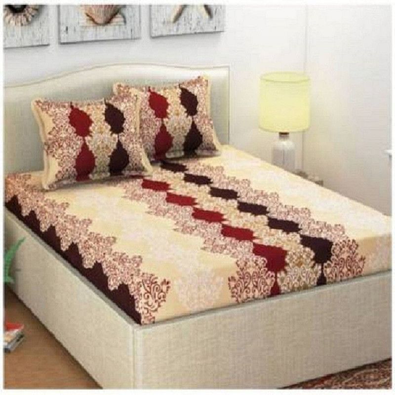 144 TC Polycotton Double Bedsheet  (Pack of 1, Cream)