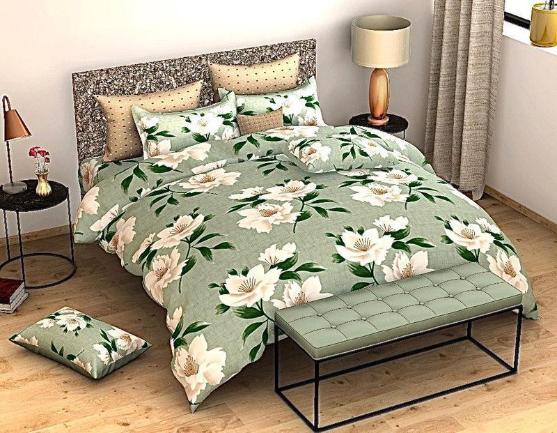 Harshita Creation 200 TC Polycotton King Printed Flat Bedsheet  (Pack of 1, Multicolor)