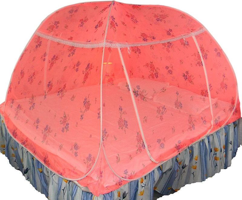 SUNSHINE Polyester Adults Washable Double Bed Mosquito Net  (Deep Pink, Tent)