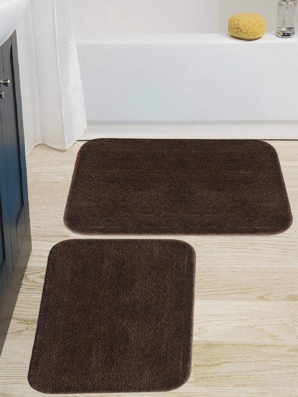 MODERN FAB Microfiber Door Mat  (Coffee, Medium, Pack of 2)