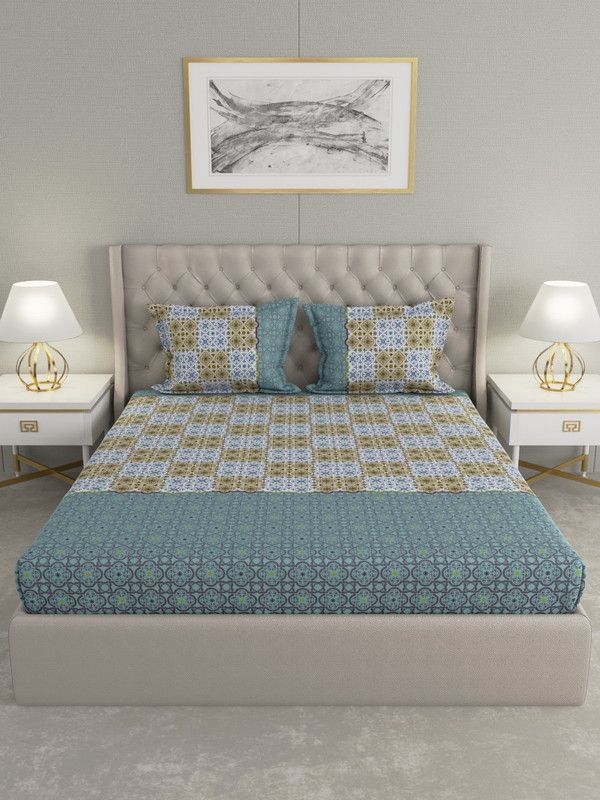 Raymond Home 140 TC Cotton King Floral Flat Bedsheet  (Pack of 1, Multicolor)