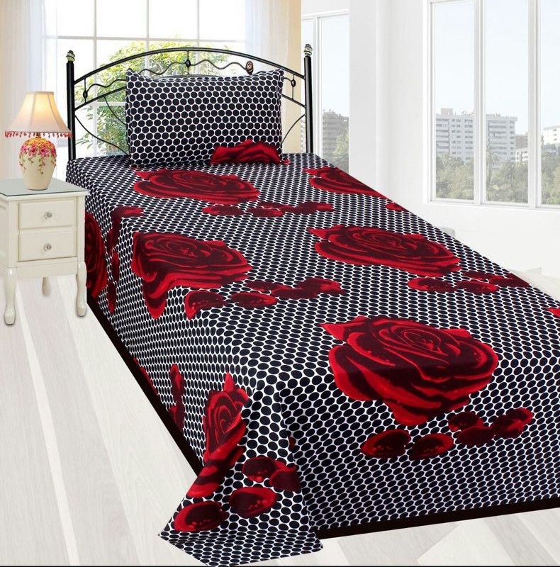R A F Z 140 TC Cotton Single Printed Flat Bedsheet  (Pack of 1, Multicolor)