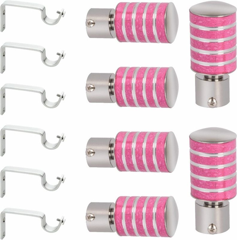 SHIVRATRI Pink Rod Rail Bracket, Curtain Knobs Metal  (Pack of 12)
