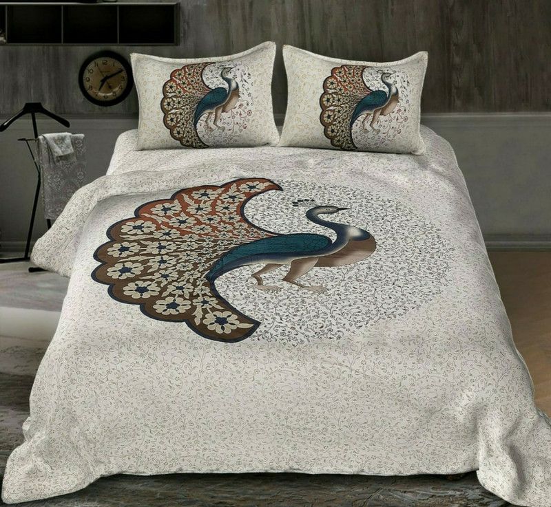 tripati sanganeri prints 104 TC Cotton Double Jaipuri Prints Flat Bedsheet  (Pack of 1, Multicolor)
