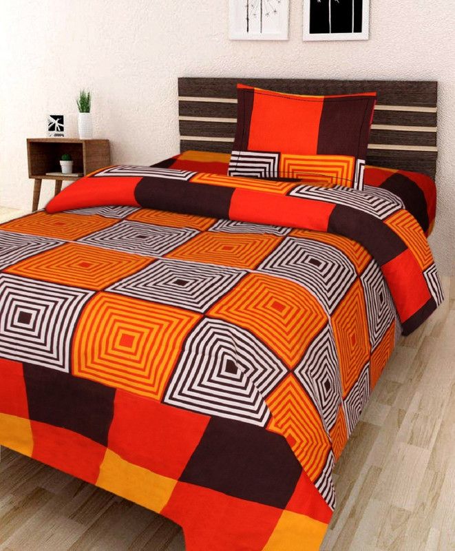 VHD 180 TC Polycotton Single 3D Printed Flat Bedsheet  (Pack of 1, Multicolor)