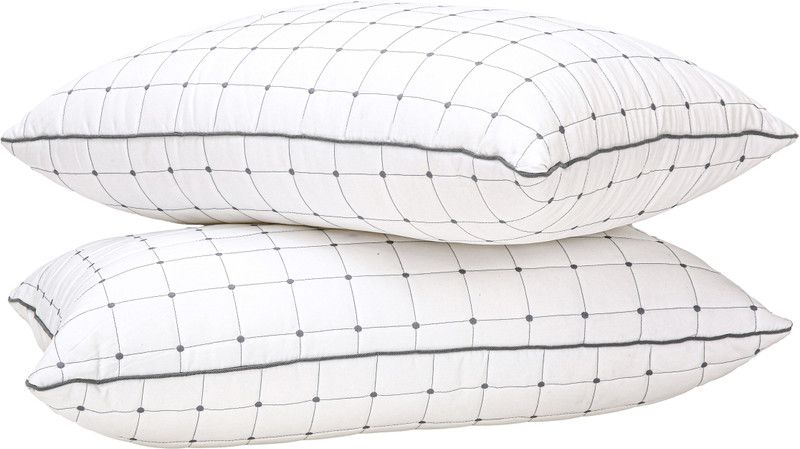 Sleep Time Soft Density for Stomach and Back Sleepers - Standard Polyester Fibre, Microfibre Geometric Sleeping Pillow Pack of 2  (White)