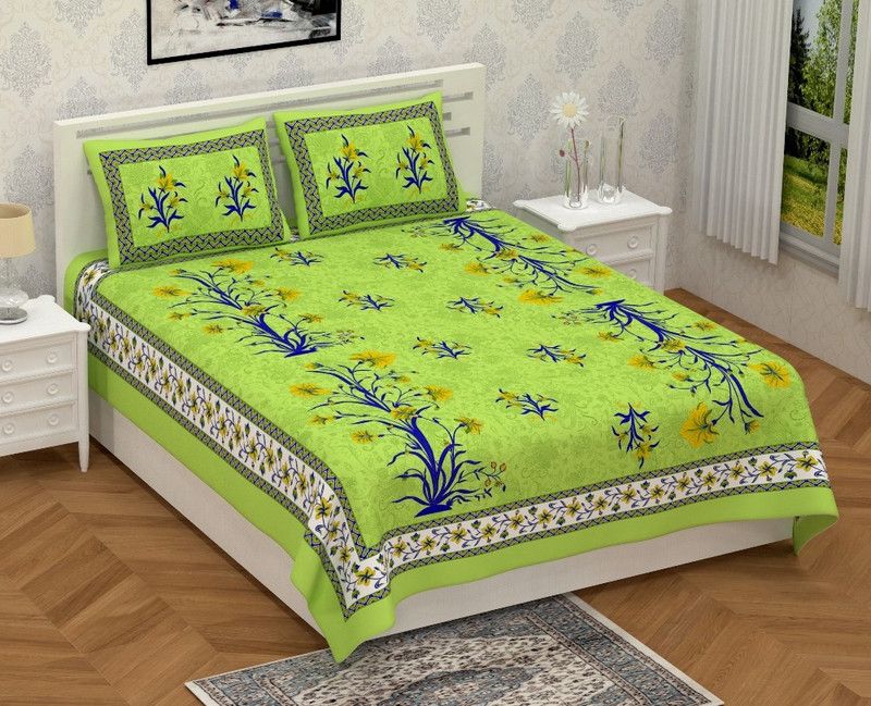 PALANG SHOBHA 181 TC Cotton Queen Printed Flat Bedsheet  (Pack of 1, Multicolor)