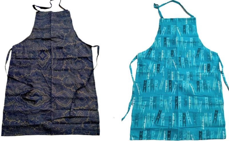 Z Decor Cotton Chef's Apron - Free Size  (Multicolor, Pack of 2)
