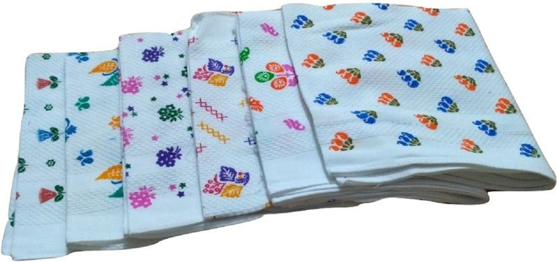 Cotton colors White Printed 40 Multicolor Cloth Napkins  (6 Sheets)