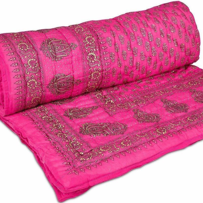 Texxica Floral Single Quilt for Heavy Winter  (Cotton, rani)