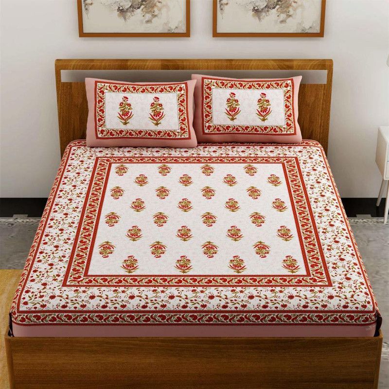 Cotton Double Printed Bedsheet  (Pack of 1, Multicolor)