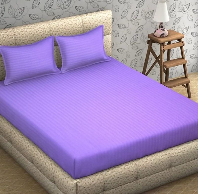 Trendy Threads 300 TC Cotton Double Solid Flat Bedsheet  (Pack of 1, Purple)