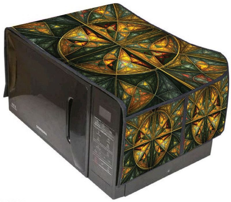 AAZEEM Microwave Oven Cover  (Width: 35 cm, Gold, Green)