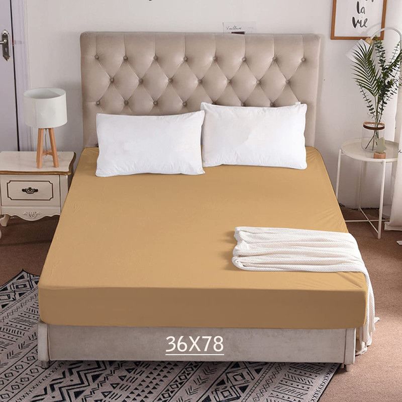 Riyans group Fitted Single Size Waterproof Mattress Cover  (Beige)