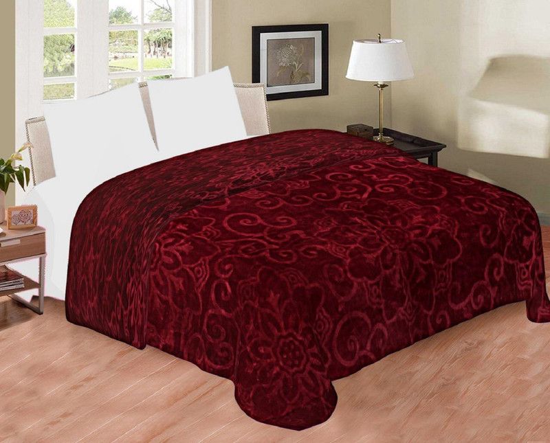 GAURALI CREATIONS Solid Double Mink Blanket for Heavy Winter  (Polyester, Brown)