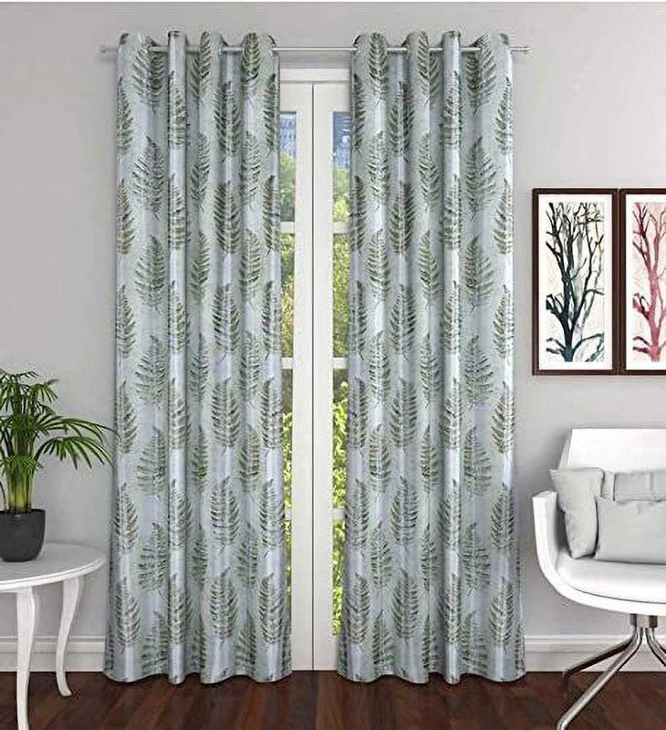 152 cm (5ft) Window Curtain  (Green, Pack of 2)